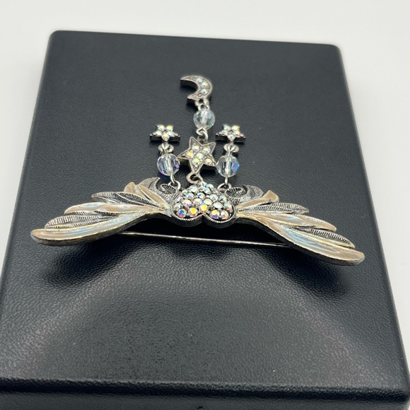 Kirks Folly Always Faithful Winged Heart Moon & Stars rhinestone brooch pin - Picture 9 of 16